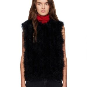 Black Feather Silk Vest